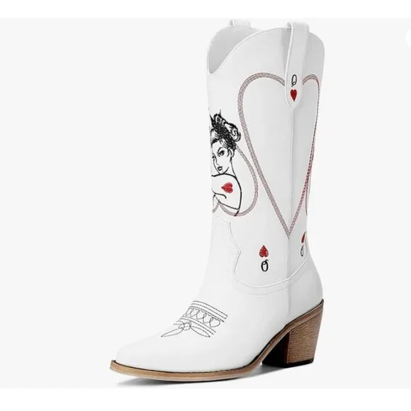 Women's Mid Calf Cowboy Boots - Picture 4 of 5